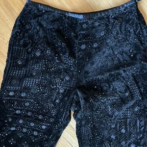Cut Velvet & beads black fully lined pants. Perfect for New Years! Side zip 14